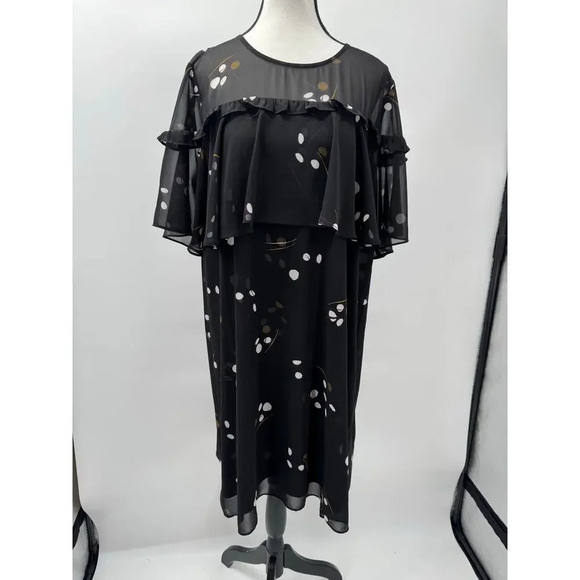 Alfani Women's A-Line Black Pleated Short‎ Sleeve Casual Dress Size 14 - Picture 1 of 5